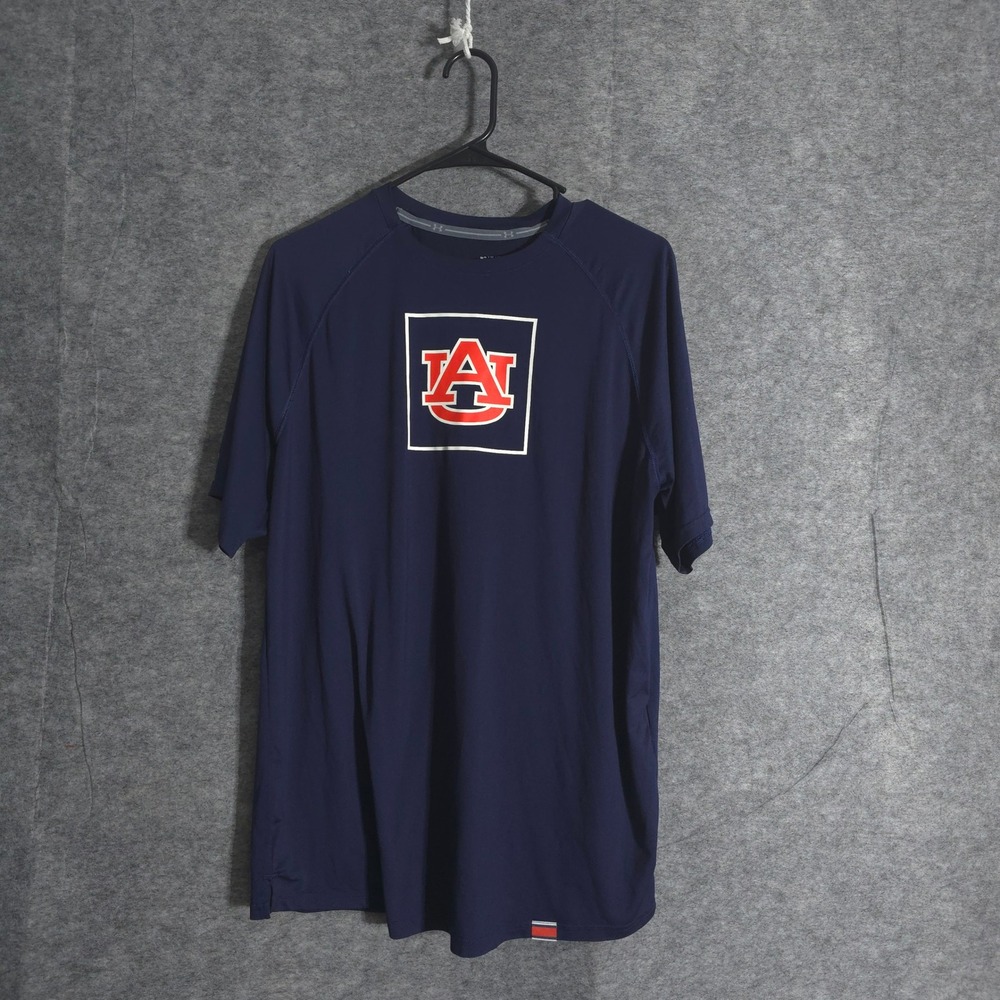 Under Armour Auburn Tigers NCAA Men Medium HeatGear T-Shirt Navy Blue NCAA Sport